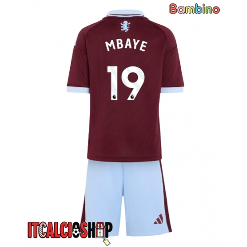 Aston Villa Ibrahim Mbaye #19 Prima Maglia Bambino 2026-27 Manica Corta (+ Pantaloni corti)